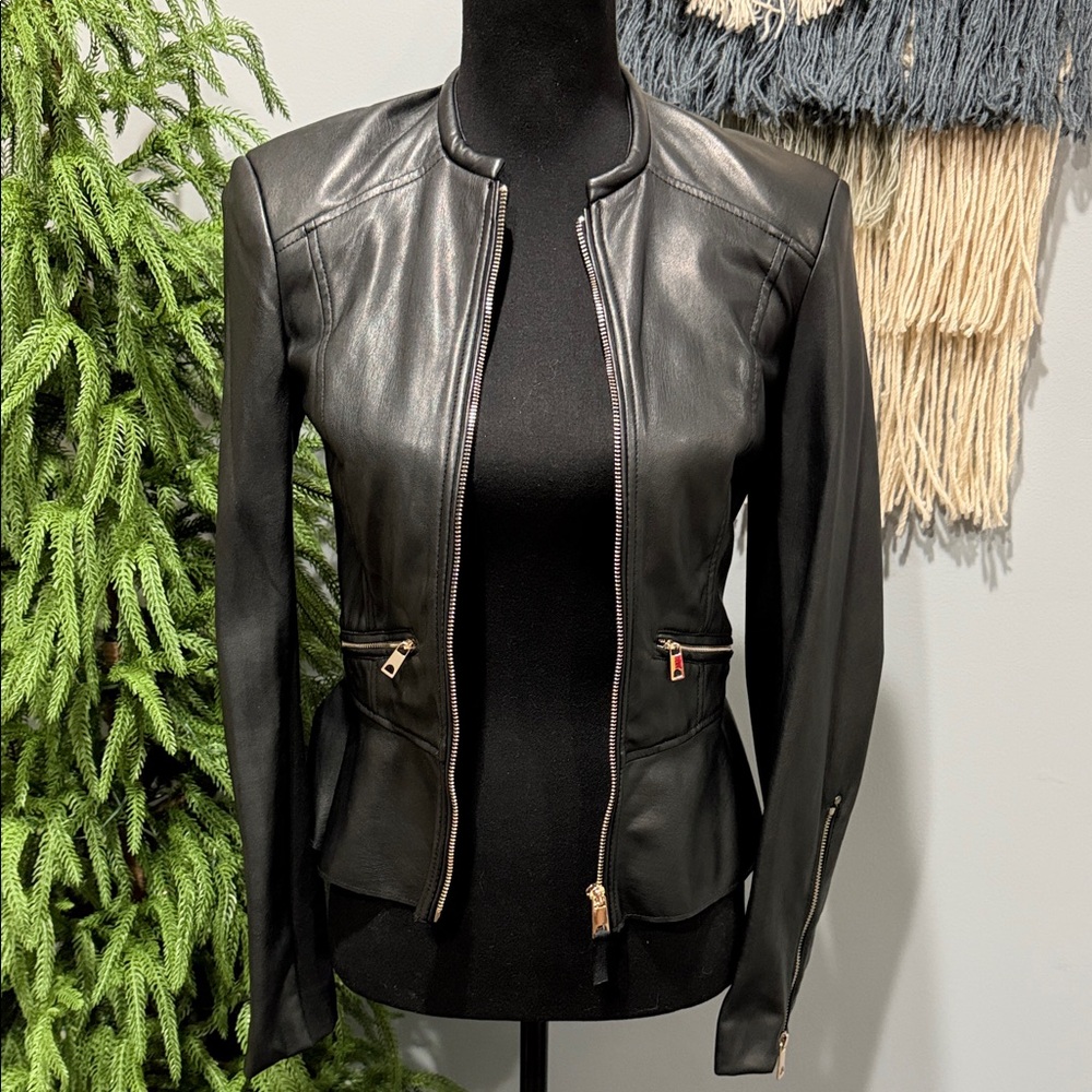 Zara Black Faux Leather Women's Moto Jacket